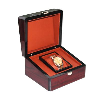 China High Gloss Brown Custom Made Luxury Lacquered Wooden Watch Gift Box for sale