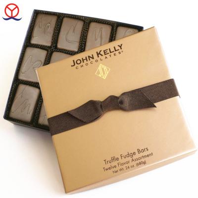 China Recyclable Good Quality Gold Art Paper Handmade Custom Handmade Luxury Favor / Truffle Chocolate Box Candy Box Gift Box for sale