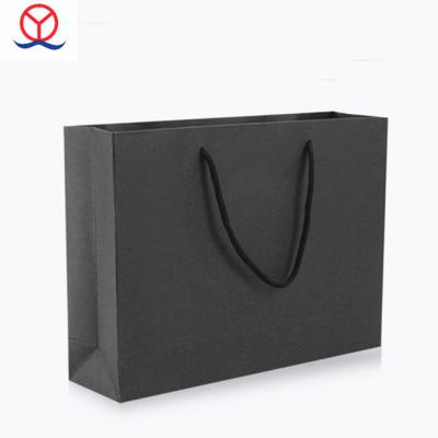 China Recyclable OEM customized fancy black paper gift bag and gift box private label gift bag with logo print for sale