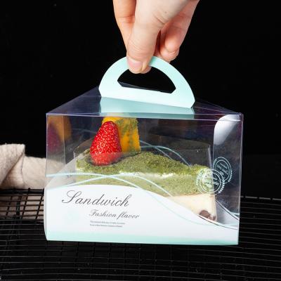 China Recycled Materials Biodegradable Clear Transparent Plastic Cupcake Boxes Containers Triangle With Handle for sale