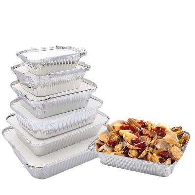 China High Quality Wholesale Customized Recyclable Disposable Food Packaging Aluminum Containers Tin Foil Dishes Catering Aluminium Foil Tray for sale