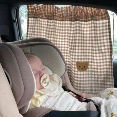 China Cartoon ins Cartoon Bear Car Sun Shade Curtain For Side Window Interior Baby Kids Sunshade Protector Car Sun Blocker Blinds for sale