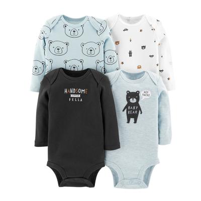 China Wholesale Newborn Longsleeve Babies Boys Clothes 4 Pcs/Sets Long Sleeve Cotton Body Baby Romper for sale