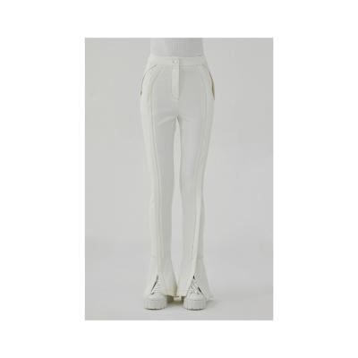 China 2021 winter hot sales white denim anti-pilling quilted knit tight flare pants for sale