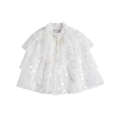 China Anti-Wrinkle Fashion Polka Dot Colorful Sequins Multilayers Cloak Tops Ladies Summer for sale