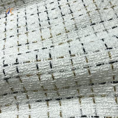 China New Style Anti Pill Scented 100% Polyester Small Yarn Dyed Loop Breathable Tweed Plaid Woolen Fabrics For Making Dress for sale