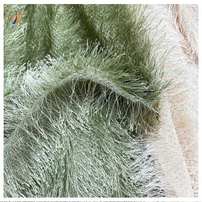 China Wholesale Viable Fine Needle Velvet Pine Feather Long Polyester 100 Pile For Plush Fabric Mesh Lace Fabric For Clothes for sale