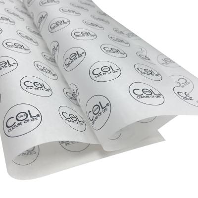 China Anticurl Custom Logo 30gsm Garments Paper Wax Paper With Company Logo for sale