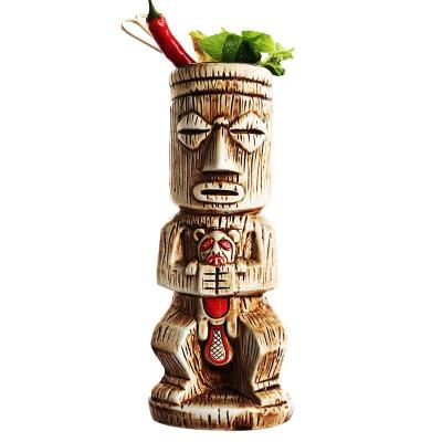 China Tiki Style Ceramic Cup Personalized Tiki Mugs Creative Hawaiian Cocktail Glass for sale