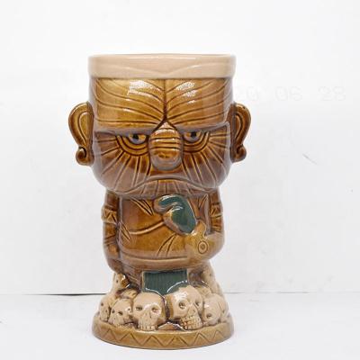 China Viable wholesale tiki cup juice tiki glass glasses for cocktail ceramic funny mug for sale