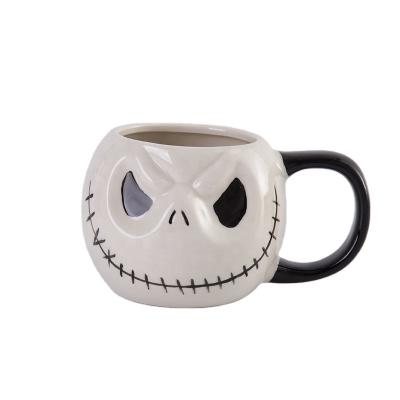 China Creative Ceramic Cat Pumpkin Coffee Water Mug Halloween Pottery Disposable Christmas Eve Mug for sale