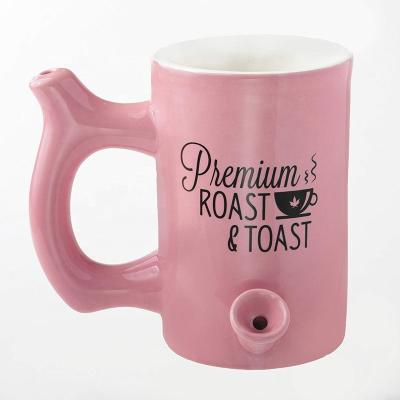 China Sustainable PREMIUM ROAST AND TOAST MUG Wake&Bake Mug 10 oz Ceramic Coffee Pipe Mug for sale