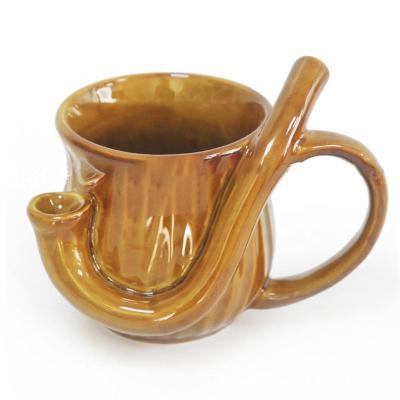 China Sustainable Roast And Toast Coffee Mug Hot Wake And Bake Ceramic Mug Novelty Premium Ceramic Smoking Pipe Mug for sale