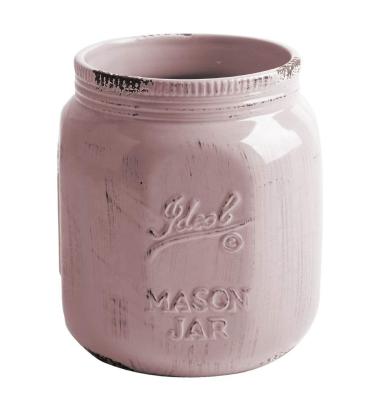 China Vintage Vintage Utensil Jug Utensil Holder Mason Jar Antique Blush Ceramic Pink for sale