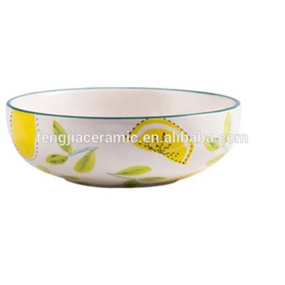 China Viable Lemon Decal Printing Ceramic Mixing Bowl Set With Different Size for sale