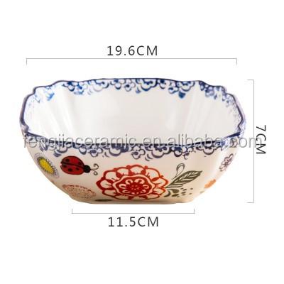 China Viable spring flower decal printing ceramic salad bowl for the kitchen for sale