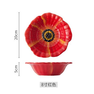 China Sustainable New Product Western Ceramic Bowl Salad Bowl Flower Shape For Restaurant And Hotel for sale