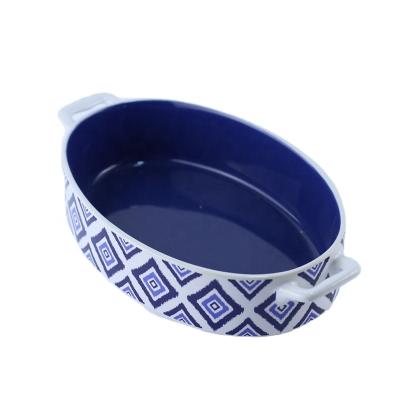 China Sustainable Design Oval Shape Ceramic Cusotom Bakeware for sale