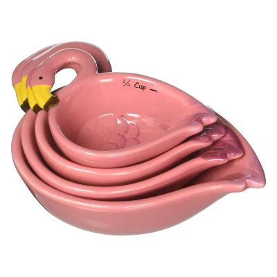 China Beautiful Flamingo Creative Functional Kitchen Baking Tool 4 Decor Ceramic Jugs Set for sale