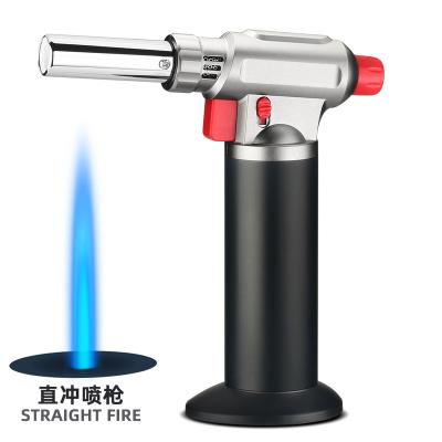 China Gas Lighter BBQ Flame Torch Lighter 20cm Adjust Long Camping Spray Gun Outdoor Stainless Steel Lighter Aluminum Canister 360 Degree Use for sale