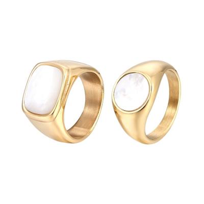 China Personalized Stainless Steel TRENDY Ring Gold Plated Pearl Finger Customize As Needed Women Ring for sale