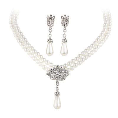 China CLASSIC Factory Direct Fashion Gem Pearl Necklace And Earring Women Jewelry Set for sale