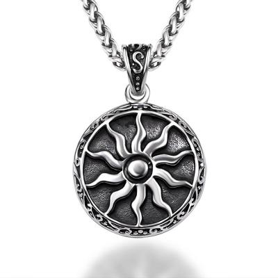 China Retro Vintage Fashion Jewelry Sun Stainless Steel Flower Pendant For Men for sale