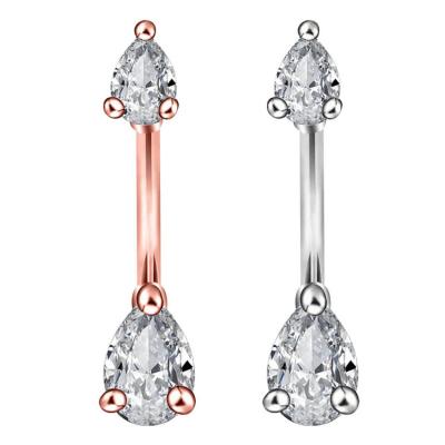 China New TRENDY Rose Gold Silver Stainless Steel Belly Button Rings Crystal Waterdrop Shape Navel Piercing Mix Fashion Design For Women for sale