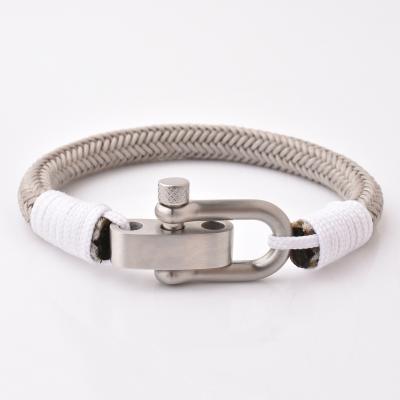 China TRENDY Nylon Rope Bracelet With Stainless Steel Silver Color Shacker Bracelet Bruhsed for sale