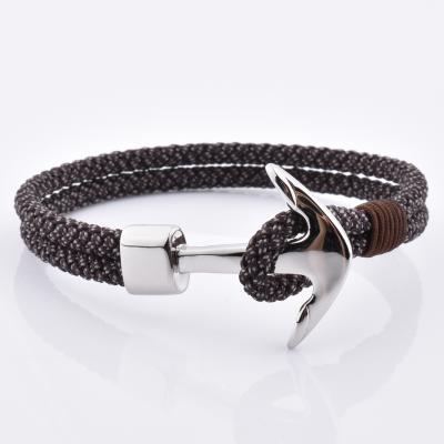 China Vintage Mens Rope Bracelet with Nautical Braided Nylon Anchor Rope Bracelet for sale