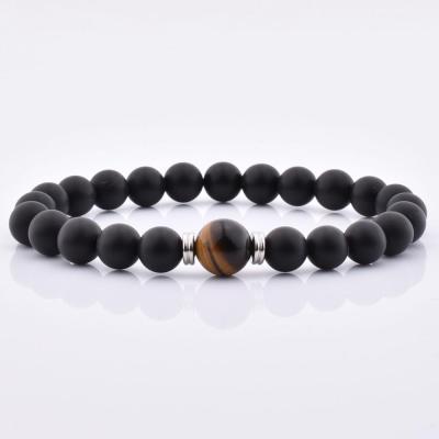 China TRENDDY Custom Elastic Fashion Large Bead Tiger Eye Bead Hot Sale Natural Stone Bead Bracelet for sale