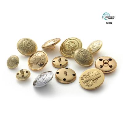 China Wholesale button manufacturer No MOQ viable custom embossed metal brass gold plated leg button for clothes for sale