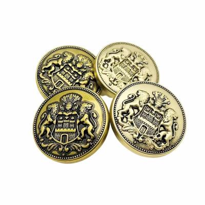 China Custom Viable Gold Coat Blazer Embossed Logo Zinc Alloy Suit Metal Garment Seam Leg Buttons For Men for sale