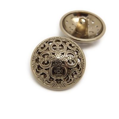 China Rich Button Custom Logo Embossed Gold Viable Metal Sewing Tea Gold Leg Button Hollow Brass Button For Coat for sale