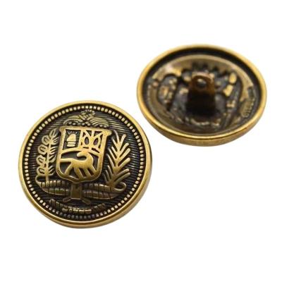 China Latest Metal Workable Design Embossed Coat Blazer Gold Custom Sewing Buttons Leg Button For Coat for sale