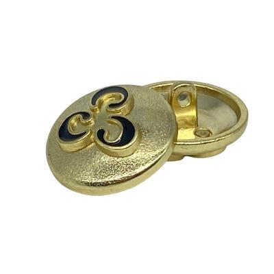 China Custom Viable Gold Embossed Dome Metal Logo Sewing Leg Buttons For Clothes for sale