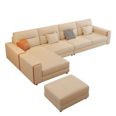 China Other Modern light luxury large villa apartment furniture cat claw leather l shape sofa for sale