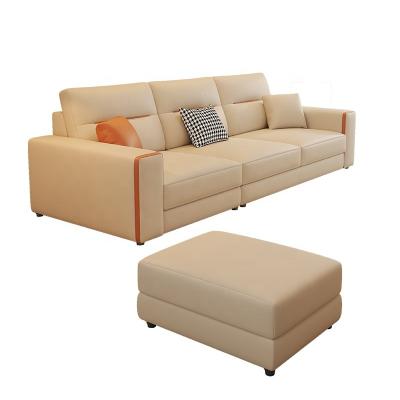 China Other Modern simple color matching design small apartment cat claw leather sofa 3 seater for sale