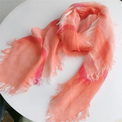 China Wholesale Customized New Fashion Natural Breathable Canvas Casual Tassels Large Scarf Shawl Eco-friendly For Women for sale