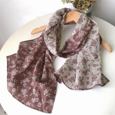 China Direct Selling Classic Customized Double-Layer Thicken Shawl Printed Cotton Floral Scarf For Autumn And Winter for sale