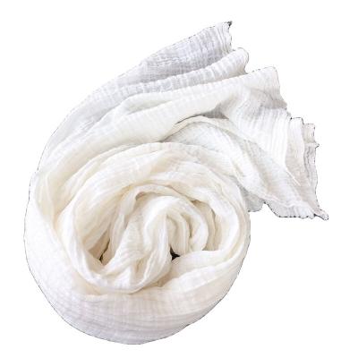 China Cotton Distressed Soft Breathable Soft Breathable Luxury White Cotton Hijab Scarf Shawls For Women for sale