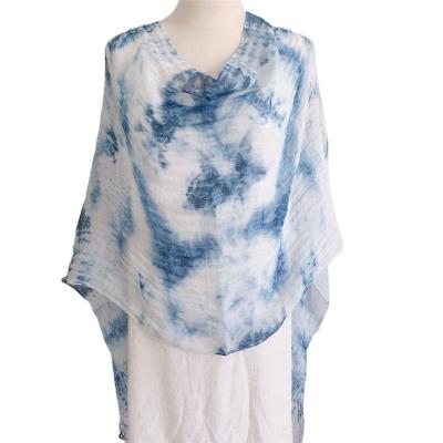 China 2022 Hot Selling Fashionable Summer Hijab Square Head Scarf Summer 100% Breathable Canvas Tie Dye For Women for sale