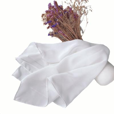 China Wholesale 100% Chinese Soft Plain White 12mm Feeling Custom Made Hand Rolled Lady Pure Silk Scarf Square Scarf For Dyeing for sale