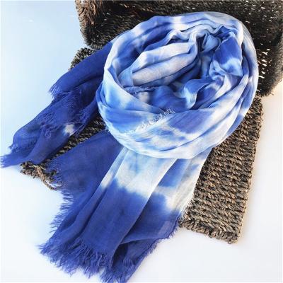 China New Design Soft Touch Feeling Fashionable Women Luxury Tie Dye Breathable Soft Silk Scarf Shawl For Spring Summer for sale