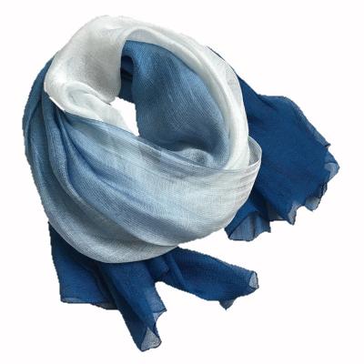 China Autumn Thin Blue Transition Color Soft Smooth Wholesale Cotton Spring Ladies Feeling Silk Scarf for sale