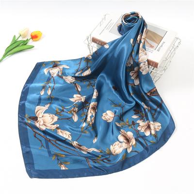 China Skin Friendly Digital Printing Large Luxury Woman Scarves Personalized Long Square Satin 100% Silk Hijab Scarf for sale