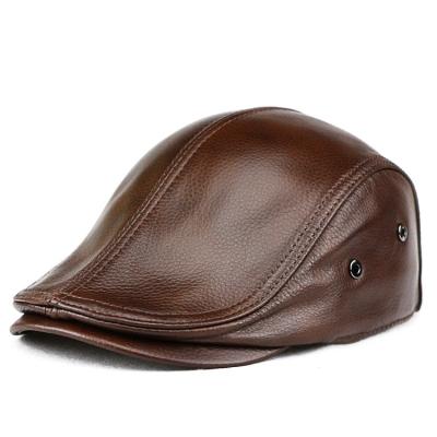 China breathable & Ivy Beret Newsboy Gatsby Golf Waterproof Soft Leather Cabbie Vintage Winter Dad Hat Advance Flat Hat With Buckle Adjuster for sale