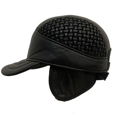 China COMMON Clearance Whip Platypus Warm Black Genuine Leather Baseball Cap Windproof Adjustable Earflaps Hat for sale