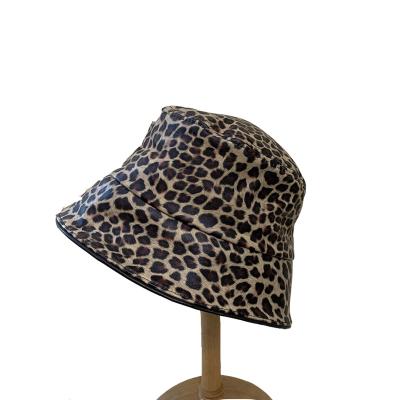 China breathable & Foldable Hip Hop Hat Fashion PU Bucket Hat Leopard Print Waterproof Panama Leather Hat Hip Hop Hike Street for Women and Men|Men's Buc for sale