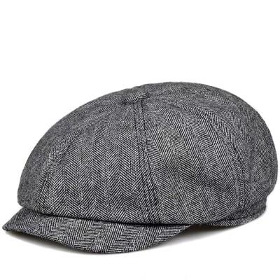 China Autumn/Winter Men's Autumn/Winter Flat Hat Newsboy Hat Wool Picture Lady's Bloody Octagonal Razor Party English Hat Band Beret for sale